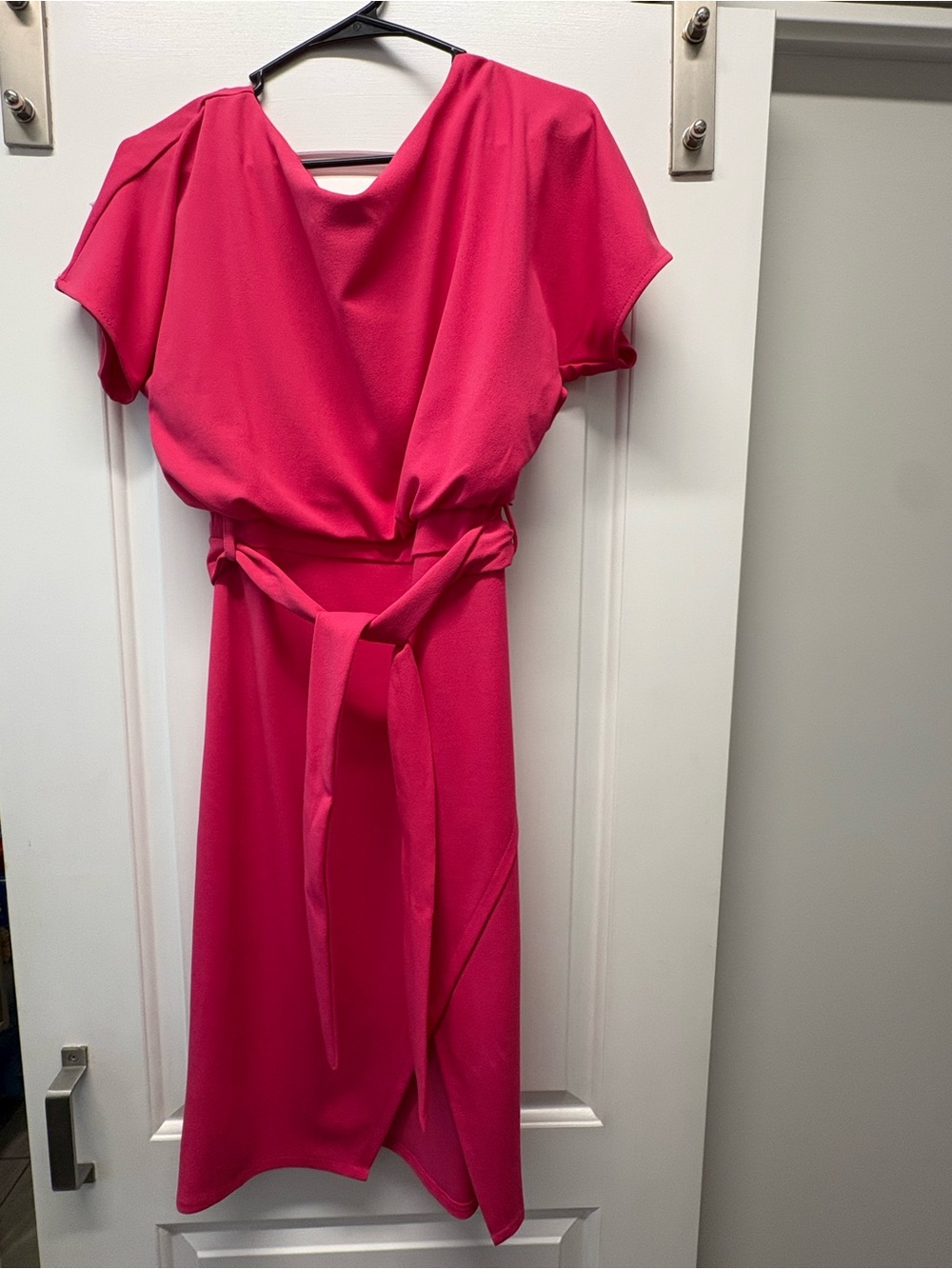 Kensie Hot Pink Belted Midi Dress